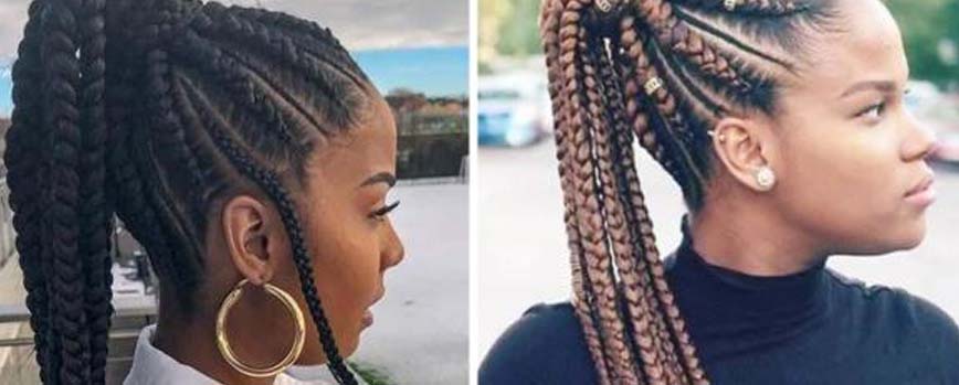 Trenzas africanas en coleta alta
