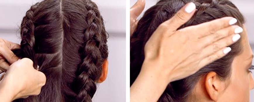 Tercer paso: comienza a trenzar el pelo.