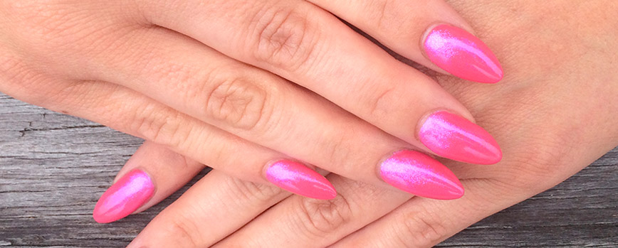 Uñas rosas chile con glitter