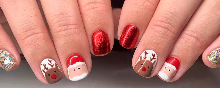 4. Uñas en rojo para Navidad cortas y elegantes