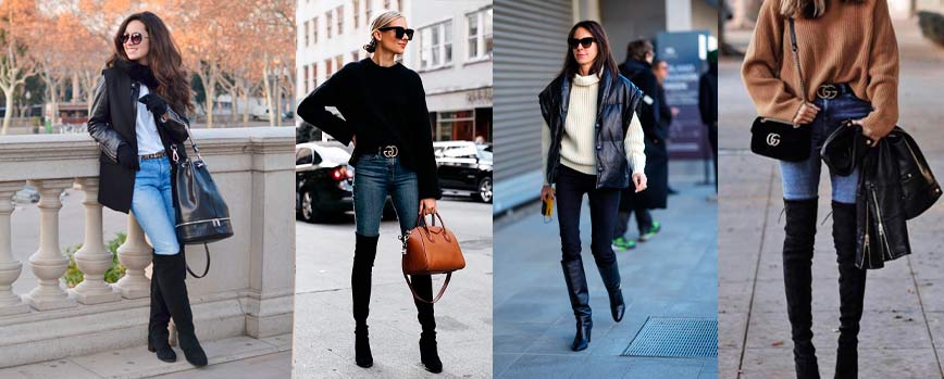 Outfit con botas altas negras fiesta para un look casual