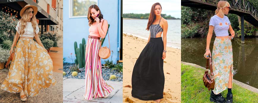 Outfit falda larga verano