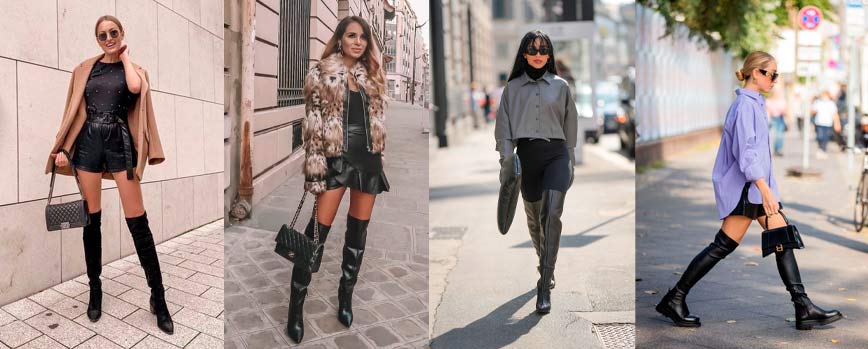 Outfit con botas altas negras