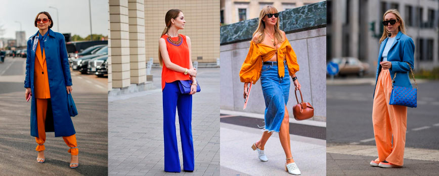 Naranja y azul: un look de éxito asegurado