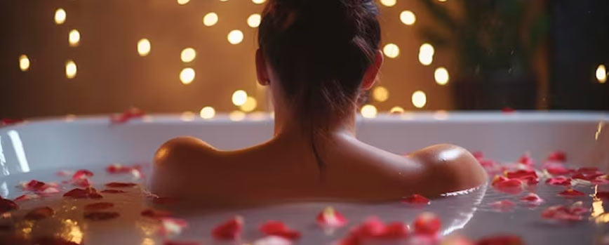 La iluminación es clave para potenciar el baño relajante