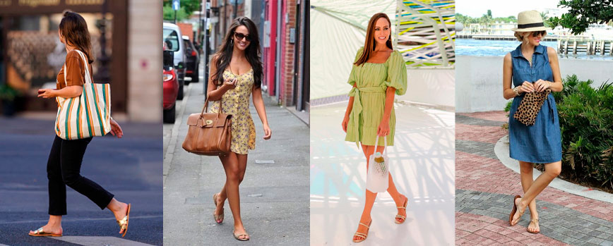 Look casual de verano con sandalias doradas tacón bajo