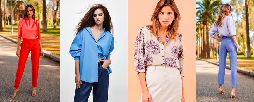 Camisa manga francesa y pantalón de tiro alto