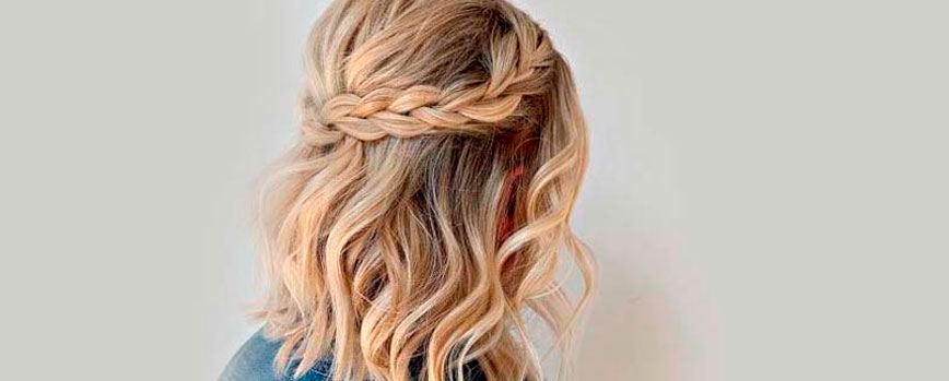 Trenza corona con ondas naturales
