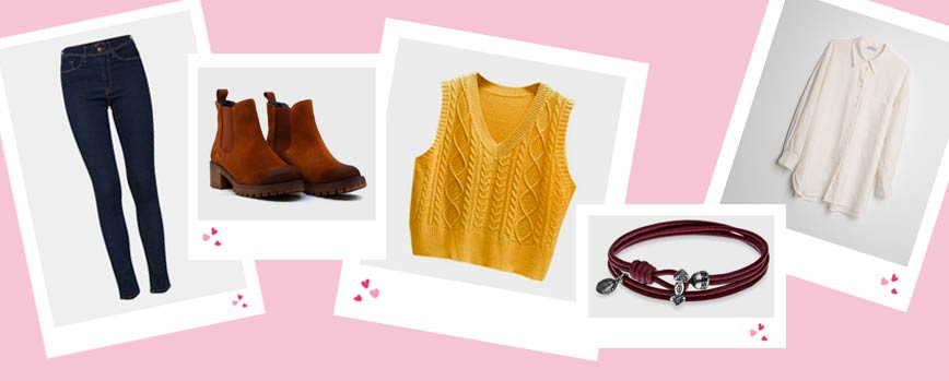 Look casual de camisa con chaleco con aire bohemio