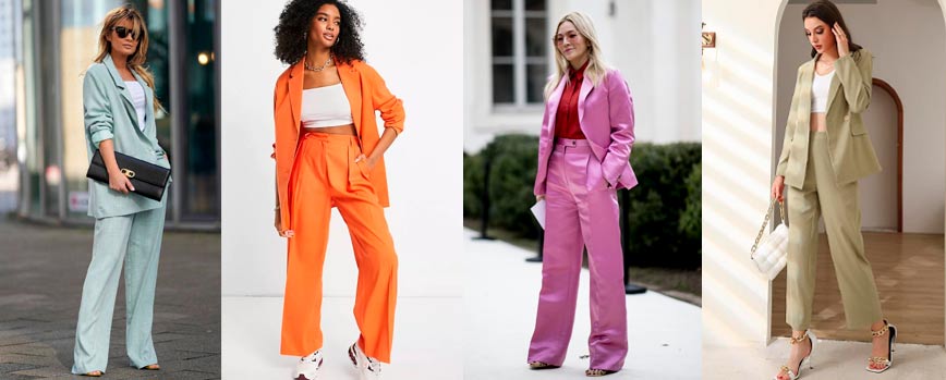 Look de pantalón ancho y blazer estructurada