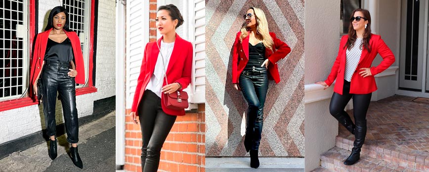Look con blazer roja al más puro estilo rock-glam