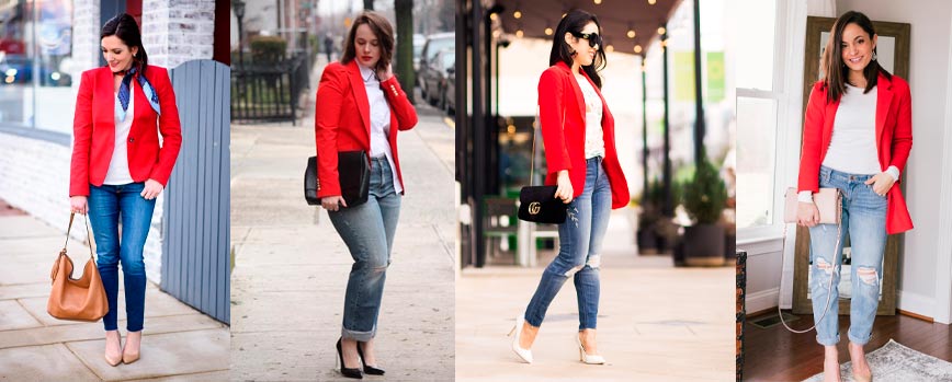 Blazer rojo mujer combinar casual y con estilo
