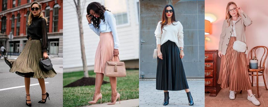 Look de estilo preppy con falda plisada