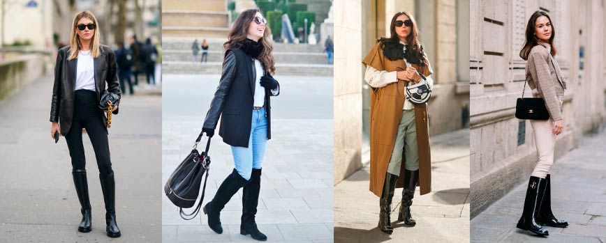 Botas altas negras con vaqueros