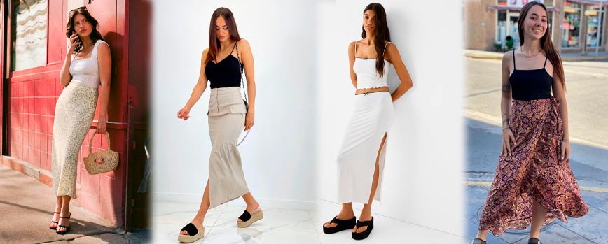 3 – Falda midi con top de tirantes