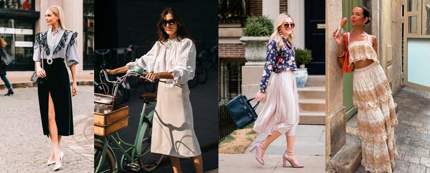 2. Blusa bordada y falda midi: tradición y modernidad