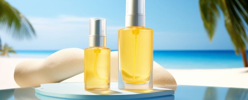 Producto cosmético orgánico con una estética de ensueño y un fondo fresco