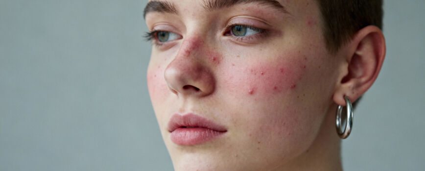 Una persona joven con irritación en la piel