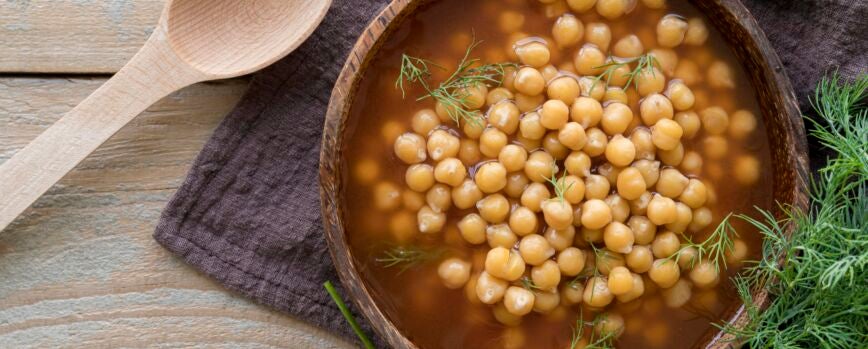Lay Flat del concepto de sopa de garbanzos