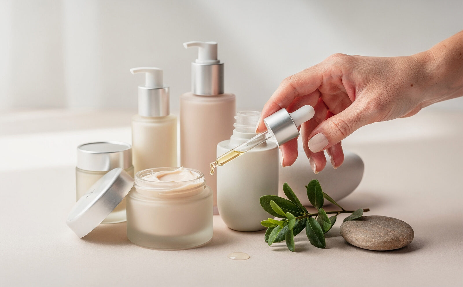 generame un bodegon de cosmeticos