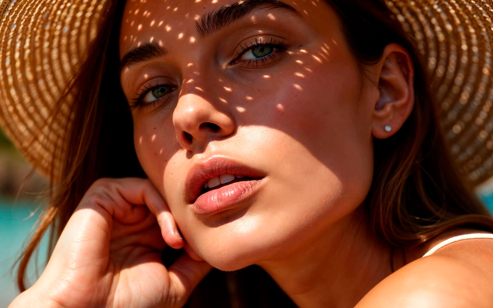 Mujer hermosa con un sombrero de sol