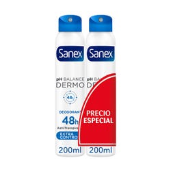 Ofertas, chollos, descuentos y cupones de SANEX Dermo Extra Control Duplo | 2UD Desodorante en spray 48h