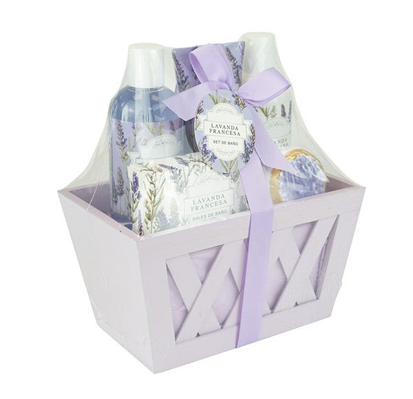 Cesta Madera Lavanda