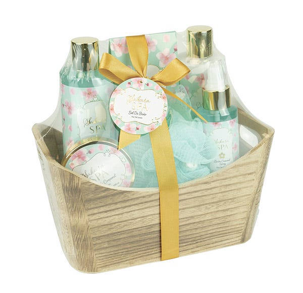 Cesta Madera Flor De Cerezo