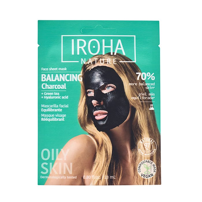 Black Tissue Mask Detox IROHA NATURE Mascarilla facial