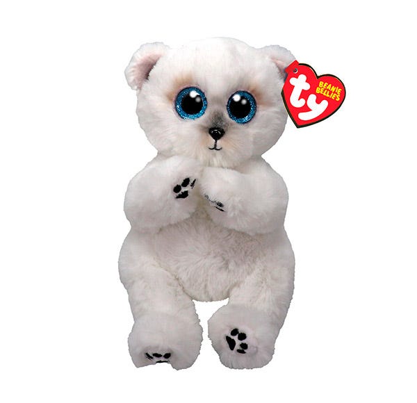 Beanie Bellies Wuzzy White Bear