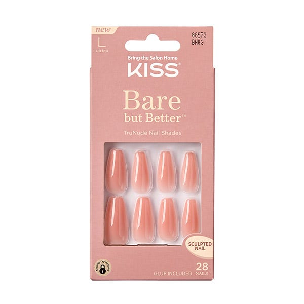 Kiss Bare But Better Nude Glow Long Coffin