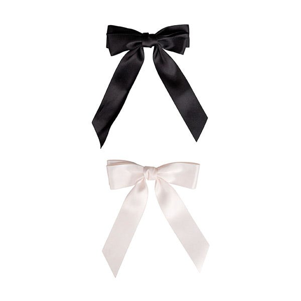 Satin Hair Bow Duo White&Black