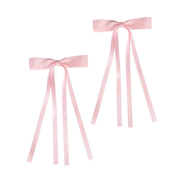 Satin Hair Bow Duo Pink