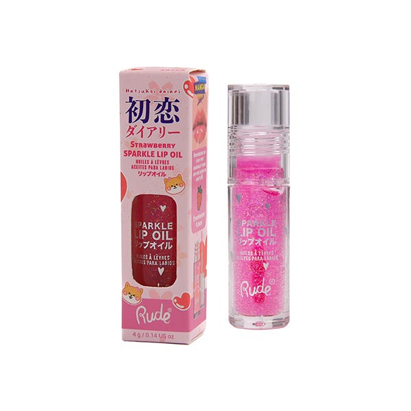 Rude Manga Sparkle Lip Oil Strawberry Oil Strawberry