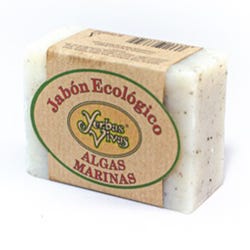 Imagen de YERBAS VIVAS Jabon Natural Algas Marinas | 100GR Pastilla de jabón con efecto exfoliante y anticelu