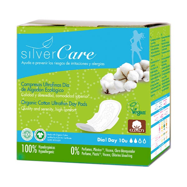 Silver Care Compresas de Maternidad de Algodón Ecológico