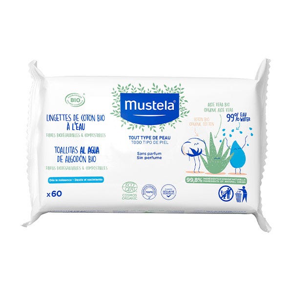 Toallitas Al Agua De Algodón Bio MUSTELA Toallitas higiénicas ultrasuaves  precio | DRUNI.es