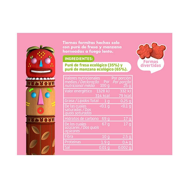 Triboo snacks de fresa y manzana 100% fruta ecológico desde 3 años bolsa 25  g · SMILEAT · Supermercado El Corte Inglés El Corte Inglés