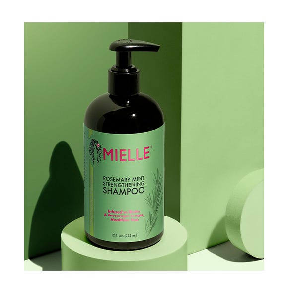 Mielle Organics Aceite de crecimiento de menta y romero de 2 onzas,  mascarilla fortalecedora para el cabello de 12 onzas y gel fortalecedor de  2