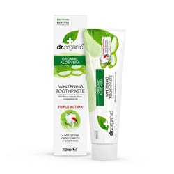 Ofertas, chollos, descuentos y cupones de DR. ORGANIC Pasta De Dientes Blanqueante Aloe Vera Orgánico | 100ML Alivia las encías, protege la cavidad oral de las bacterias y blanquea