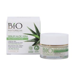 Imagen de Phytorelax Bio Sebum Aloe Vera Face Cream | 50ML Crema en gel purificante y antibrillos para pieles mixtas Ofertas, chollos, descuentos y cupones de Phytorelax Bio Sebum Aloe Vera Face Cream | 50ML Crema en gel purificante y antibrillos para pieles mixtas