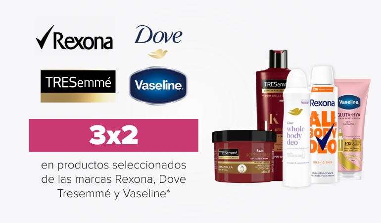 Descuento EXONA, DOVE, TRESEMME & VASELINE