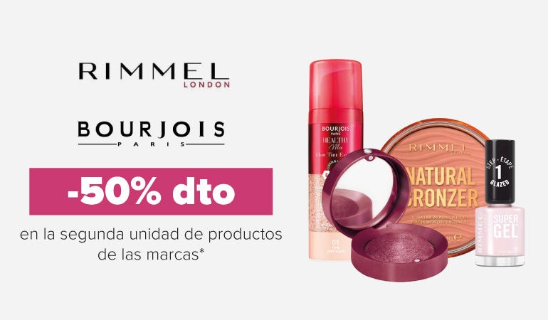 Descuento RIMMEL LONDON Y MAX FACTOR 